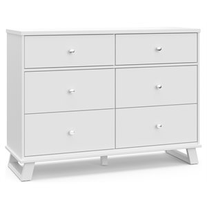 stork craft usa 6-drawer engineered wood double dresser in white