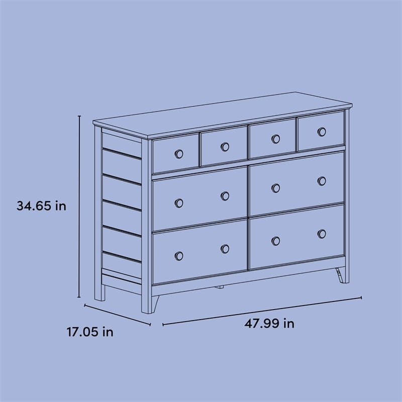 Stork Craft USA Moss 6-Drawer Wood Double Dresser in Gray Finish