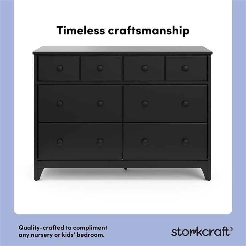 Stork Craft USA Moss 6-Drawer Wood Double Dresser in Gray Finish