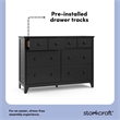 Stork Craft USA Moss 6-Drawer Wood Double Dresser in Gray Finish