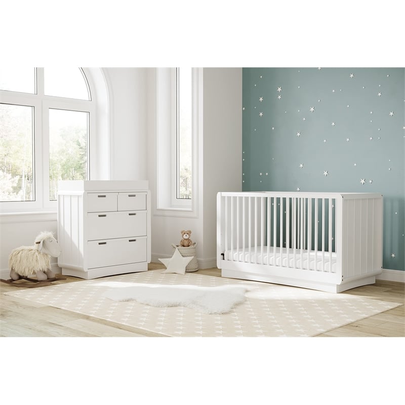 Stork Craft USA Skye Wood 3-in-1 Convertible Crib in White Finish