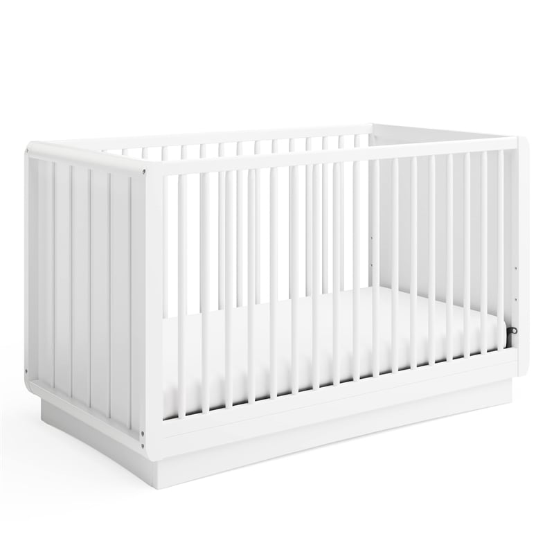 Stork Craft USA Skye Wood 3-in-1 Convertible Crib in White Finish