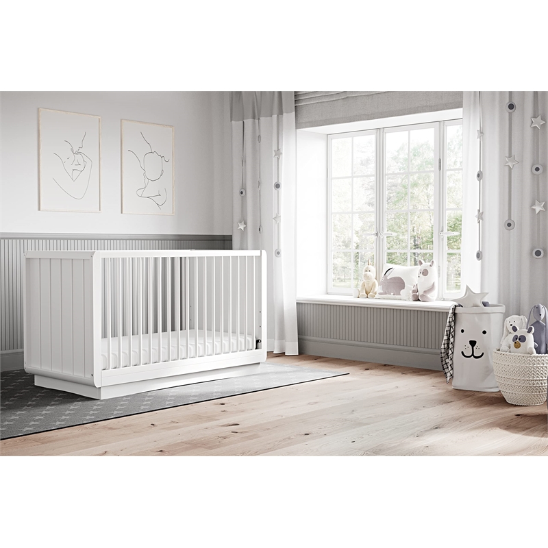 Stork Craft USA Skye Wood 3-in-1 Convertible Crib in White Finish