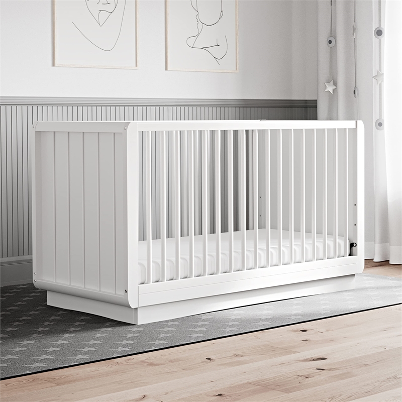 Stork Craft USA Skye Wood 3-in-1 Convertible Crib in White Finish