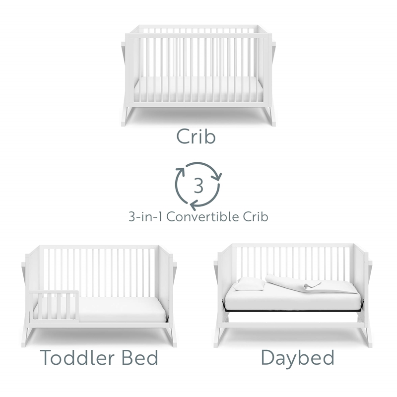 Stork Craft USA Equinox Wood 3-in-1 Convertible Crib in White