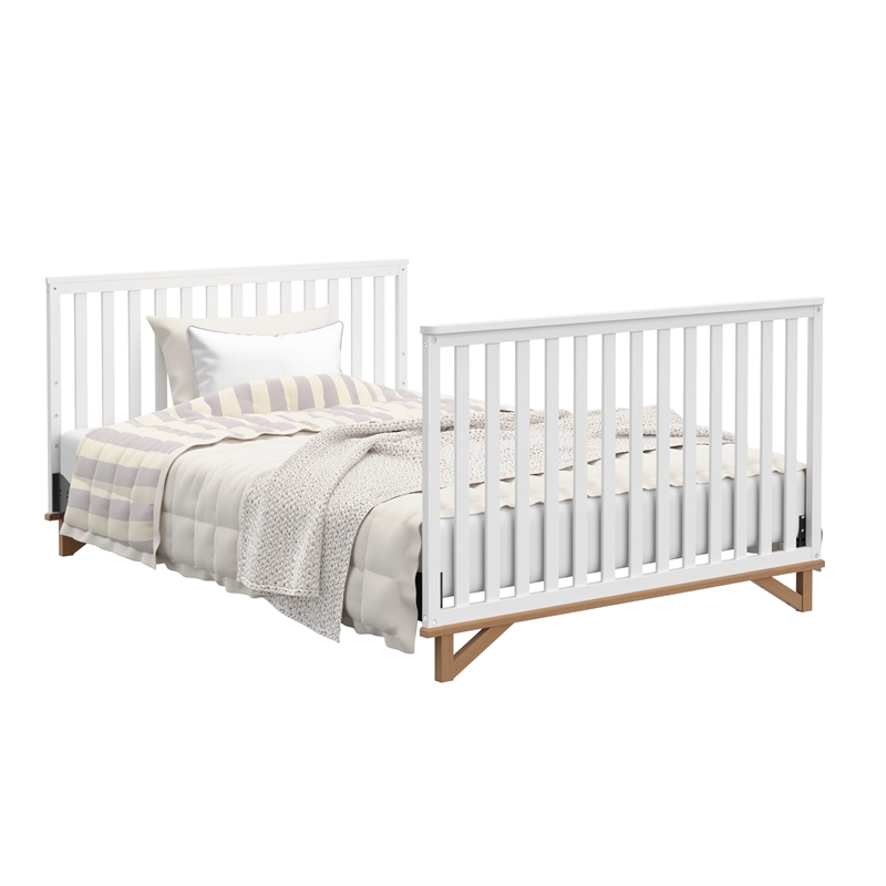 Stork Craft USA Santa Monica Wood 5-in-1 Convertible Crib in White/Driftwood