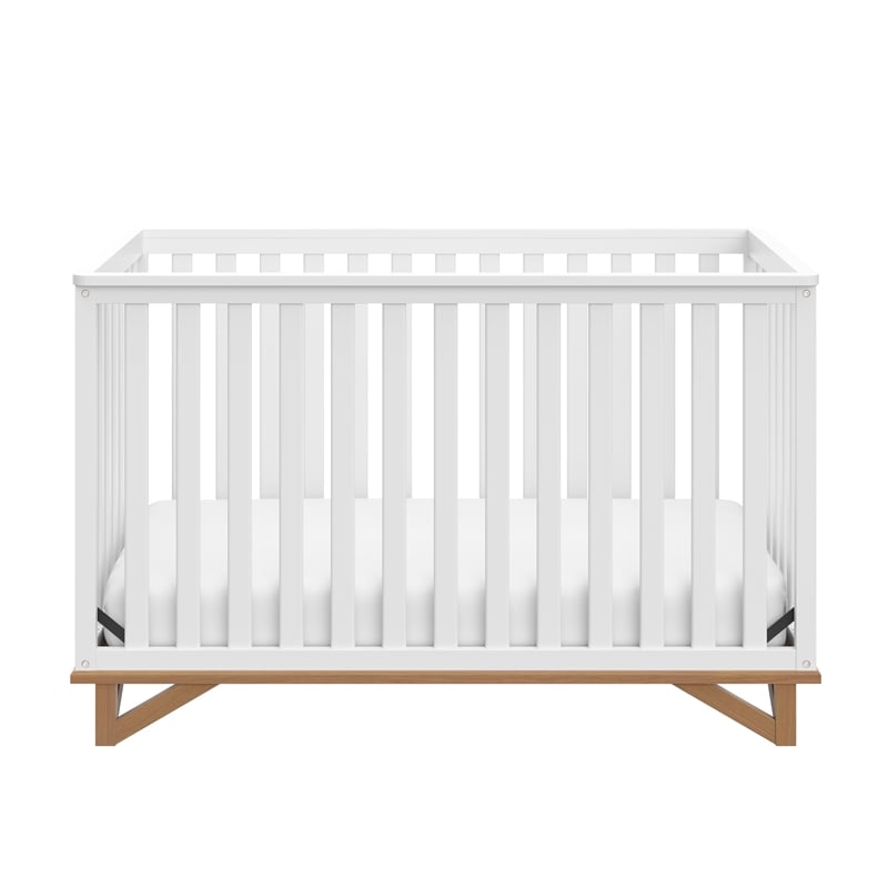 Stork Craft USA Santa Monica Wood 5-in-1 Convertible Crib in White/Driftwood