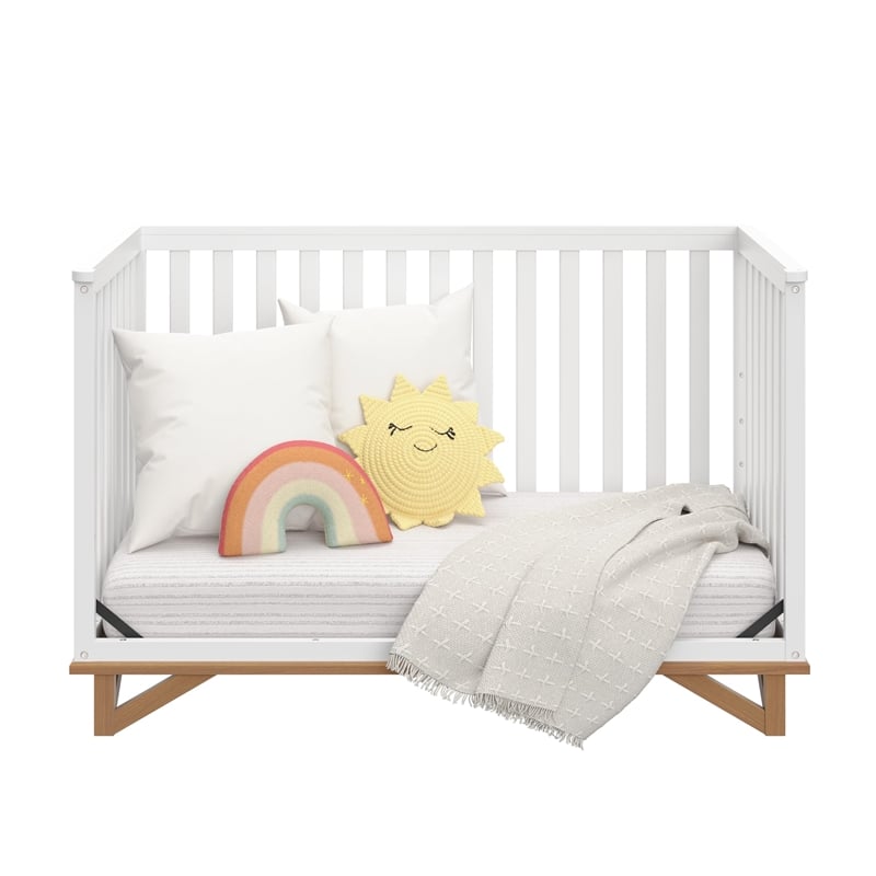Stork Craft USA Santa Monica Wood 5-in-1 Convertible Crib in White/Driftwood