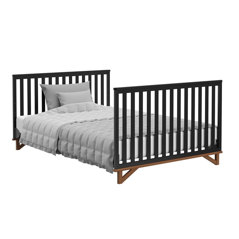Stork Craft USA Santa Monica Wood 5-in-1 Convertible Crib in White/Pebble Gray
