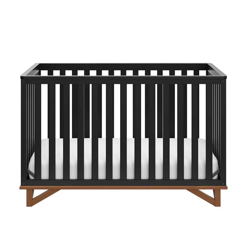 Stork Craft USA Santa Monica Wood 5-in-1 Convertible Crib in White/Pebble Gray