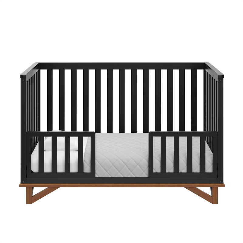 Stork Craft USA Santa Monica Wood 5-in-1 Convertible Crib in White/Pebble Gray