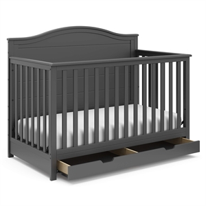 Stork Craft USA Moss Wood 4-in-1 Convertible Crib with Drawer in Gray