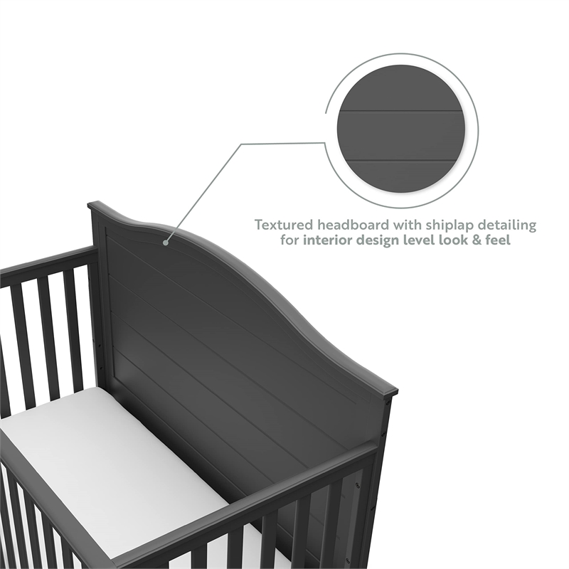 Stork Craft USA Moss Wood 4-in-1 Convertible Crib with Drawer in Gray