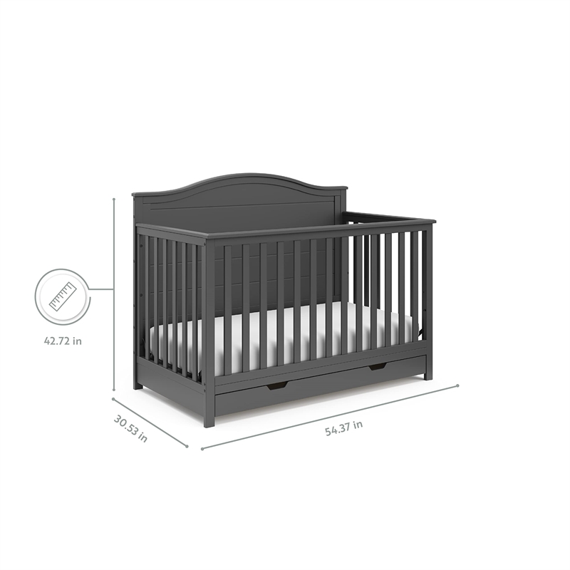 Stork Craft USA Moss Wood 4-in-1 Convertible Crib with Drawer in Gray