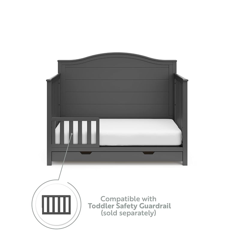 Stork Craft USA Moss Wood 4-in-1 Convertible Crib with Drawer in Gray