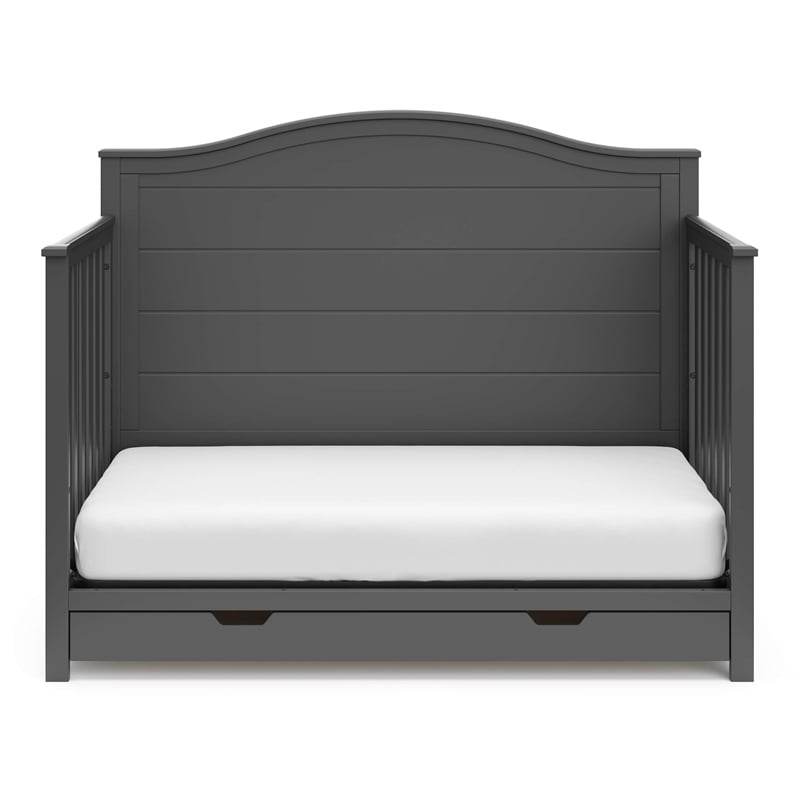 Stork Craft USA Moss Wood 4-in-1 Convertible Crib with Drawer in Gray