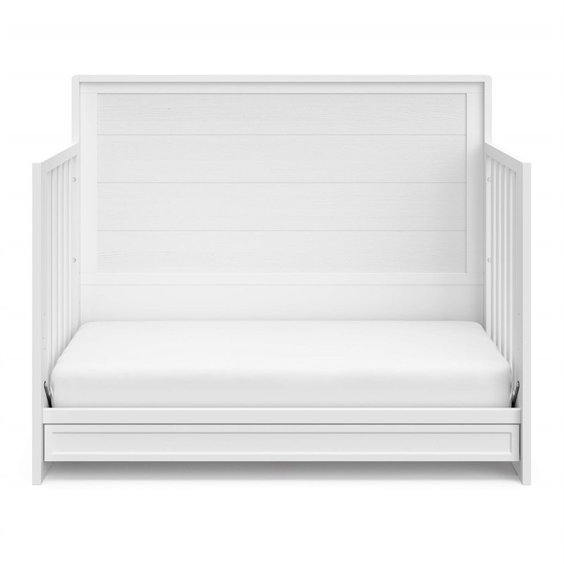 Stork Craft USA Luna Wood 4-in-1 Convertible Crib with Drawer in White