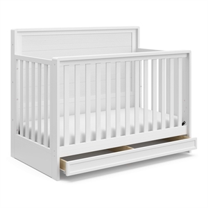 Stork Craft USA Luna Wood 4-in-1 Convertible Crib with Drawer in White