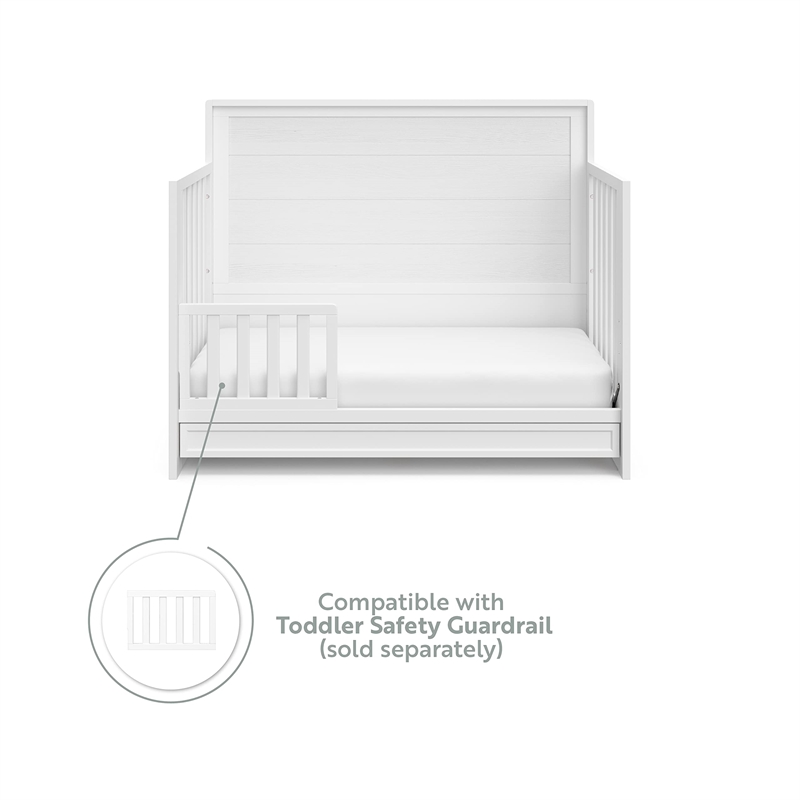 Stork Craft USA Luna Wood 4-in-1 Convertible Crib with Drawer in White