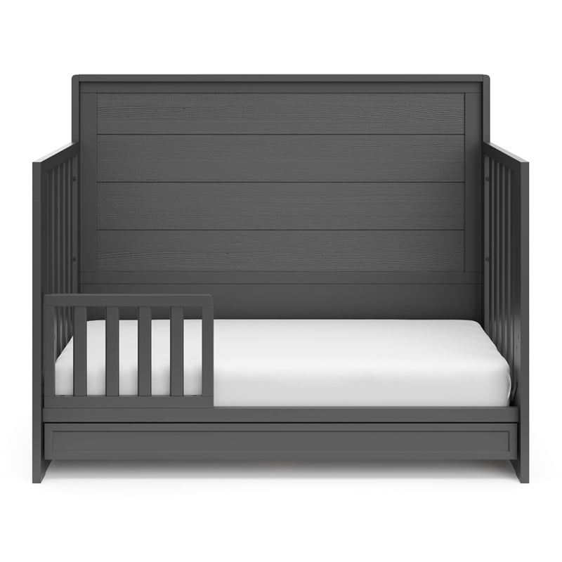 Stork Craft USA Luna Wood 4-in-1 Convertible Crib with Drawer in Gray