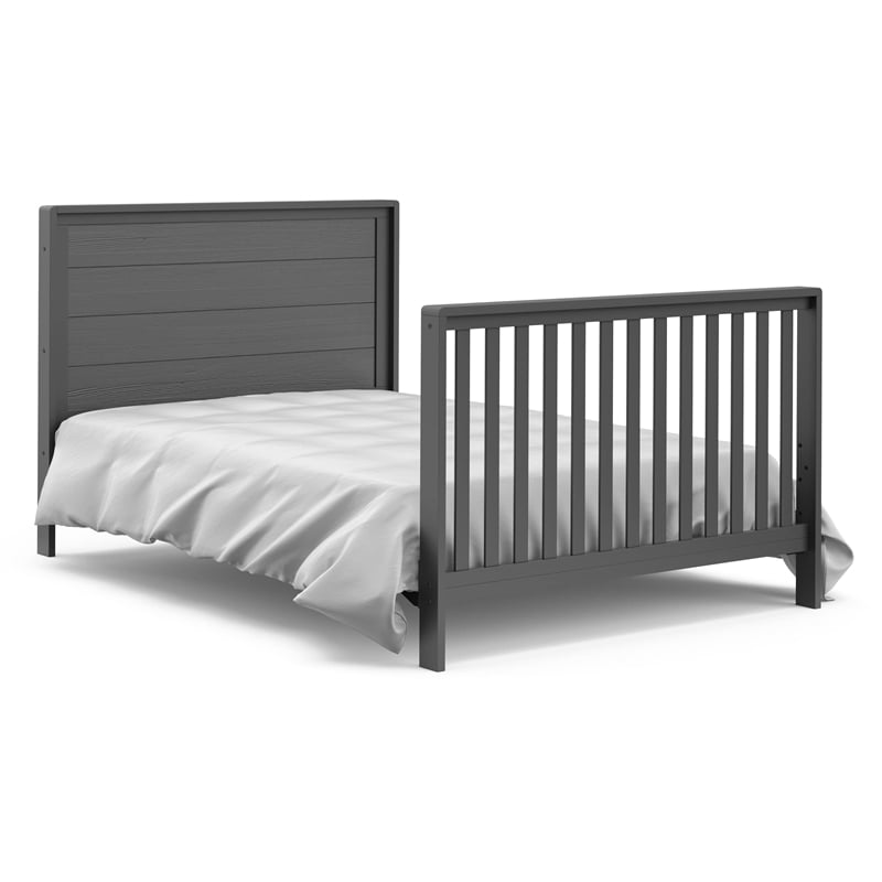 Stork Craft USA Luna Wood 4-in-1 Convertible Crib with Drawer in Gray