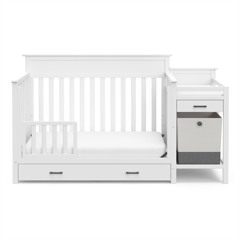 Stork Craft USA Arizona Wood All-in-One Convertible Crib and Changer in White
