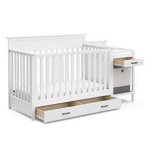 Stork Craft USA Arizona Wood All-in-One Convertible Crib and Changer in White