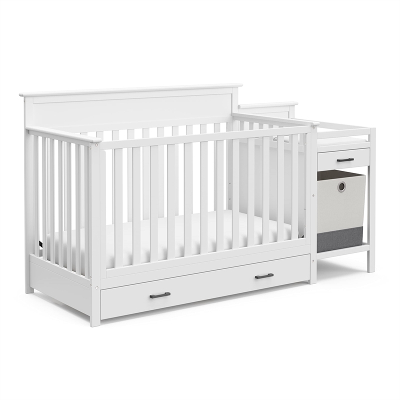 Stork Craft USA Arizona Wood All-in-One Convertible Crib and Changer in White