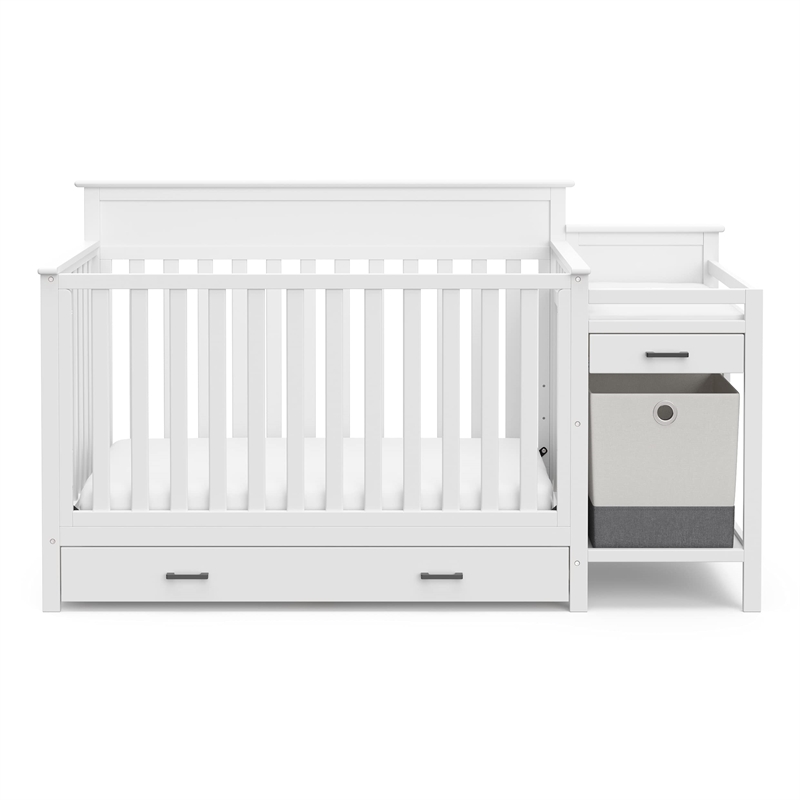 Stork Craft USA Arizona Wood All-in-One Convertible Crib and Changer in White