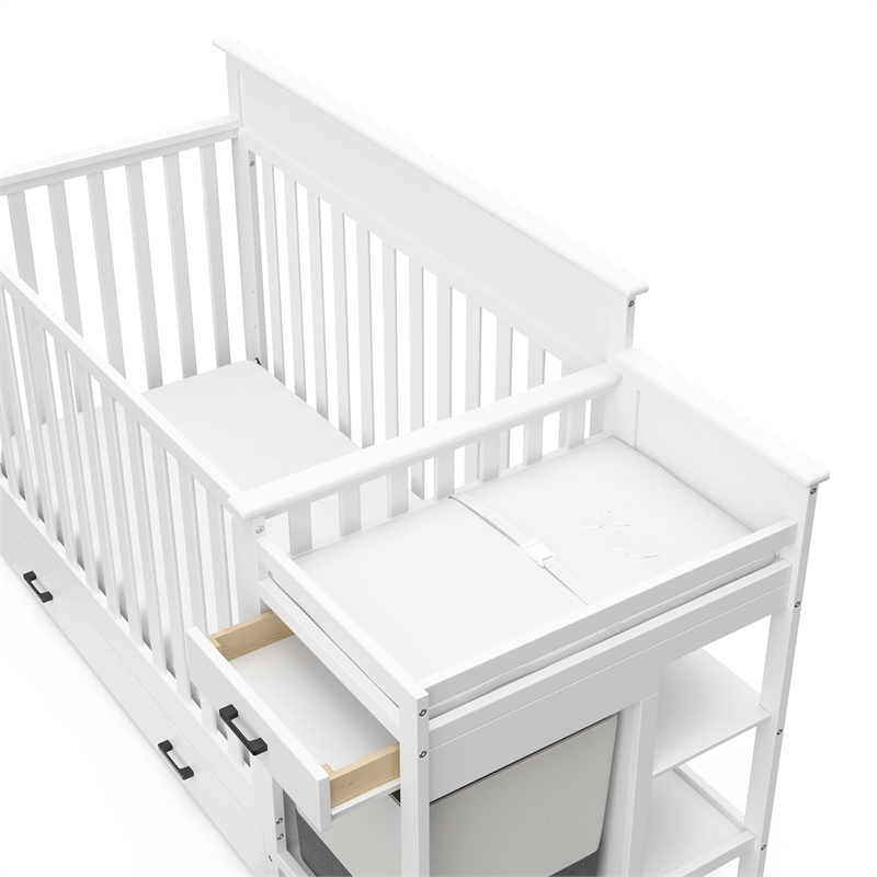 Stork Craft USA Arizona Wood All-in-One Convertible Crib and Changer in White