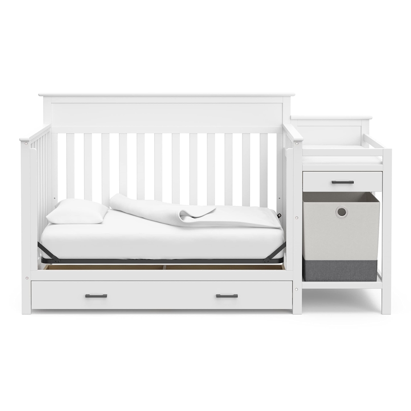 Stork Craft USA Arizona Wood All-in-One Convertible Crib and Changer in White