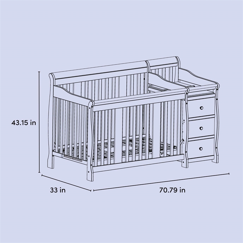 Stork Craft USA Portofino Wood 4-in-1 Convertible Crib and Changer - Pebble Gray