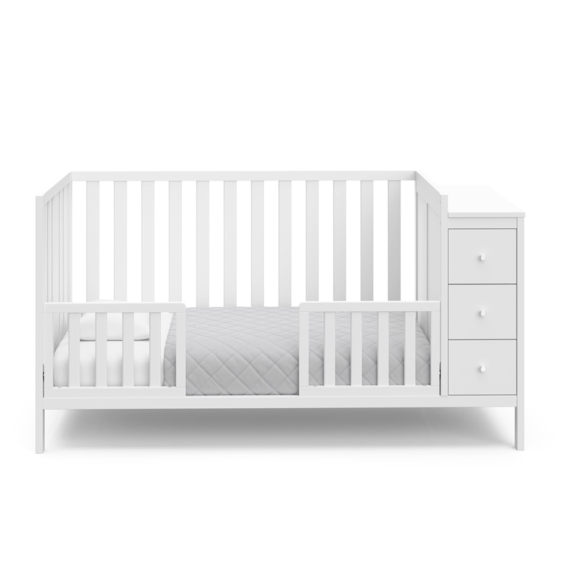 Stork Craft USA Malibu Wood 3-in-1 Customizable Convertible Storage Crib - White