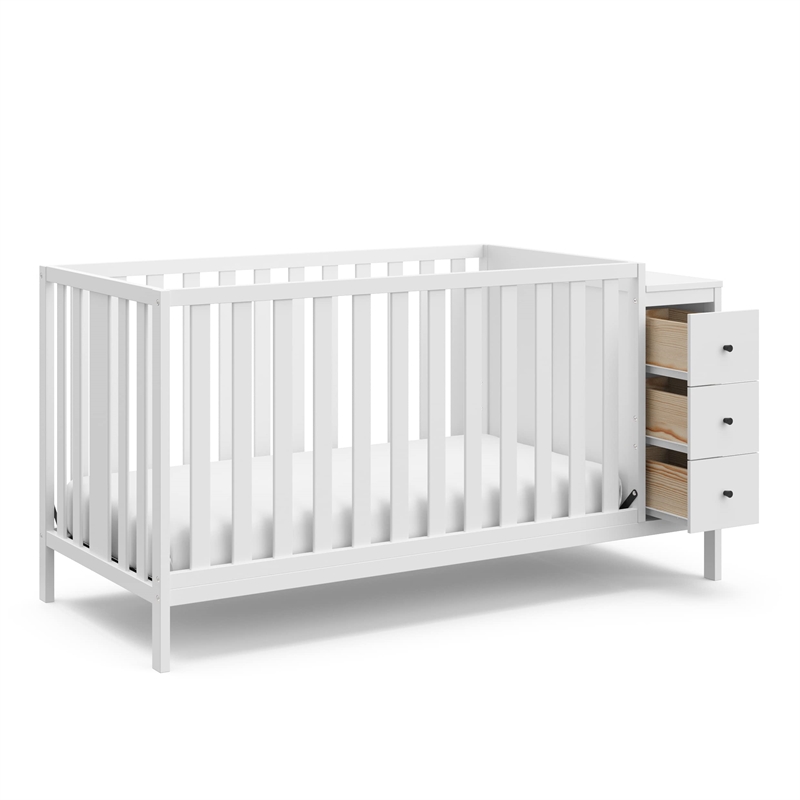 Stork Craft USA Malibu Wood 3-in-1 Customizable Convertible Storage Crib - White