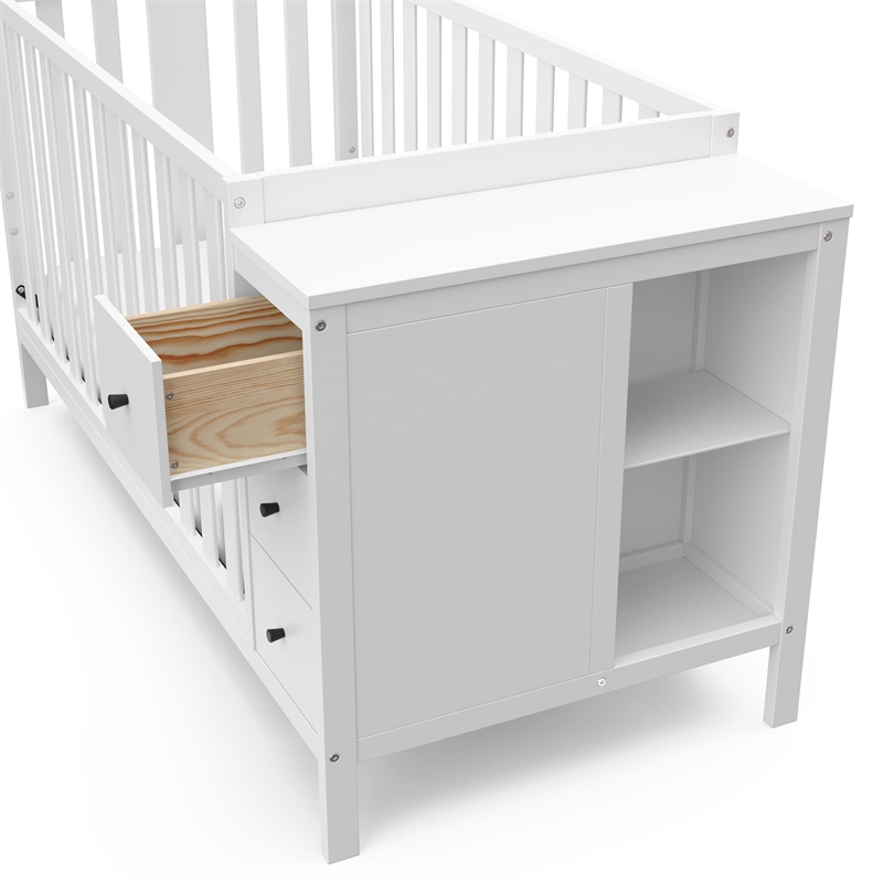Stork Craft USA Malibu Wood 3-in-1 Customizable Convertible Storage Crib - White