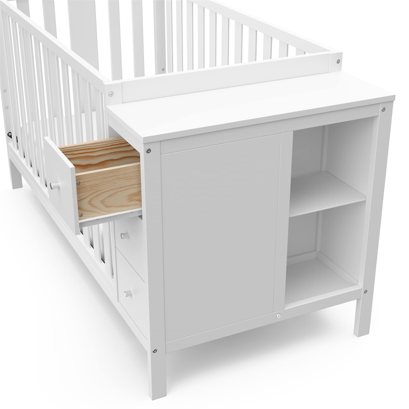 Stork Craft USA Malibu Wood 3-in-1 Customizable Convertible Storage Crib - White