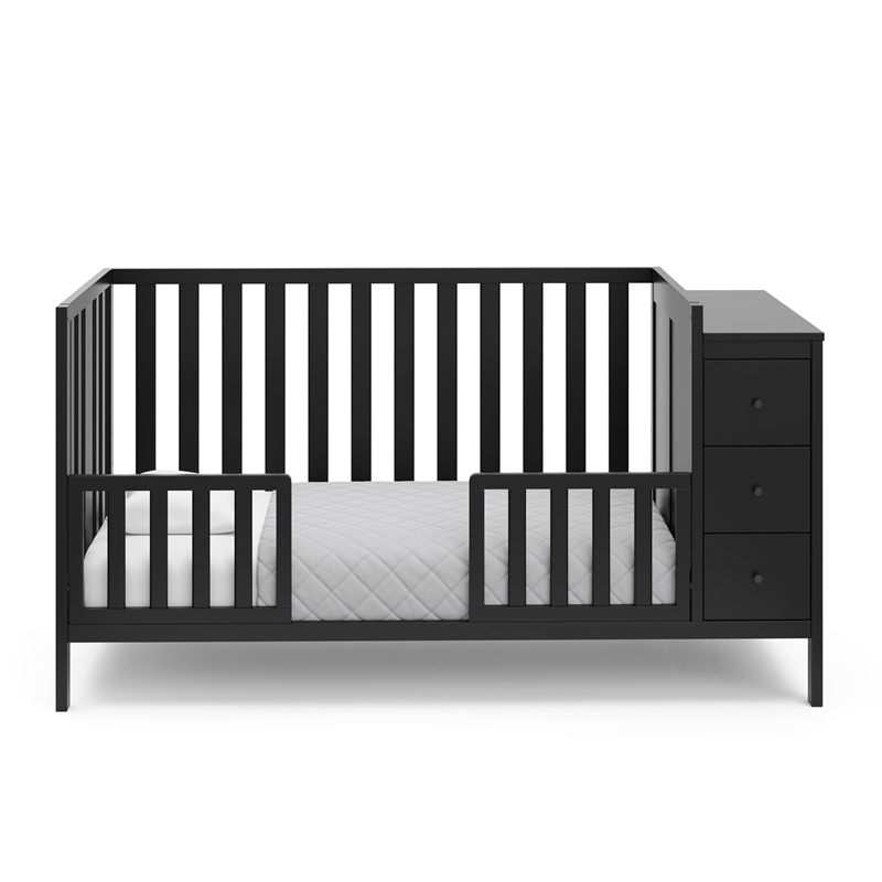 Stork Craft USA Malibu Wood 3-in-1 Customizable Convertible Storage Crib - Black