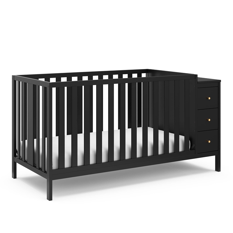 Stork Craft USA Malibu Wood 3-in-1 Customizable Convertible Storage Crib - Black