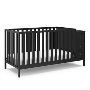 Stork Craft USA Malibu Wood 3-in-1 Customizable Convertible Storage Crib - Black