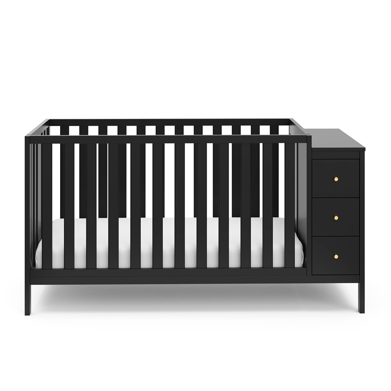 Stork Craft USA Malibu Wood 3-in-1 Customizable Convertible Storage Crib - Black