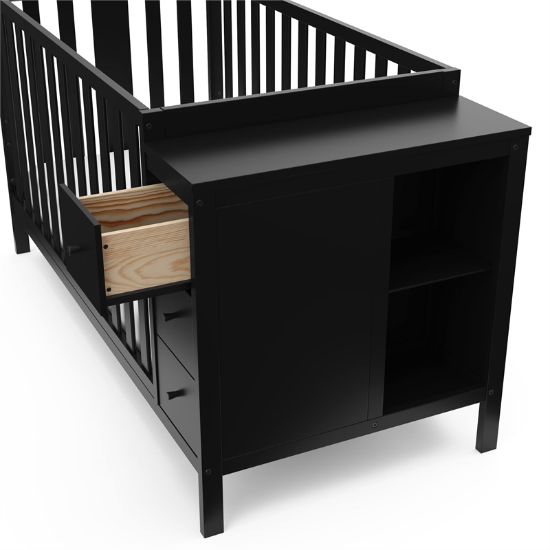 Stork Craft USA Malibu Wood 3-in-1 Customizable Convertible Storage Crib - Black