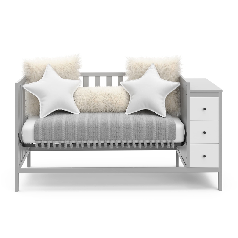 Stork Craft USA Malibu Wood 3-in-1 Customizable Convertible Storage Crib in Gray