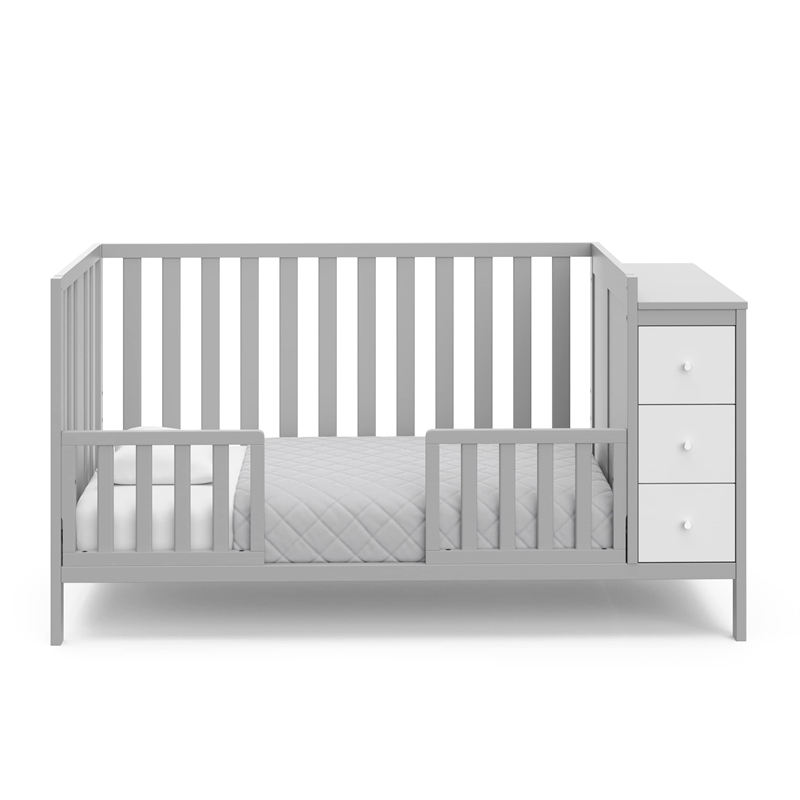 Stork Craft USA Malibu Wood 3-in-1 Customizable Convertible Storage Crib in Gray