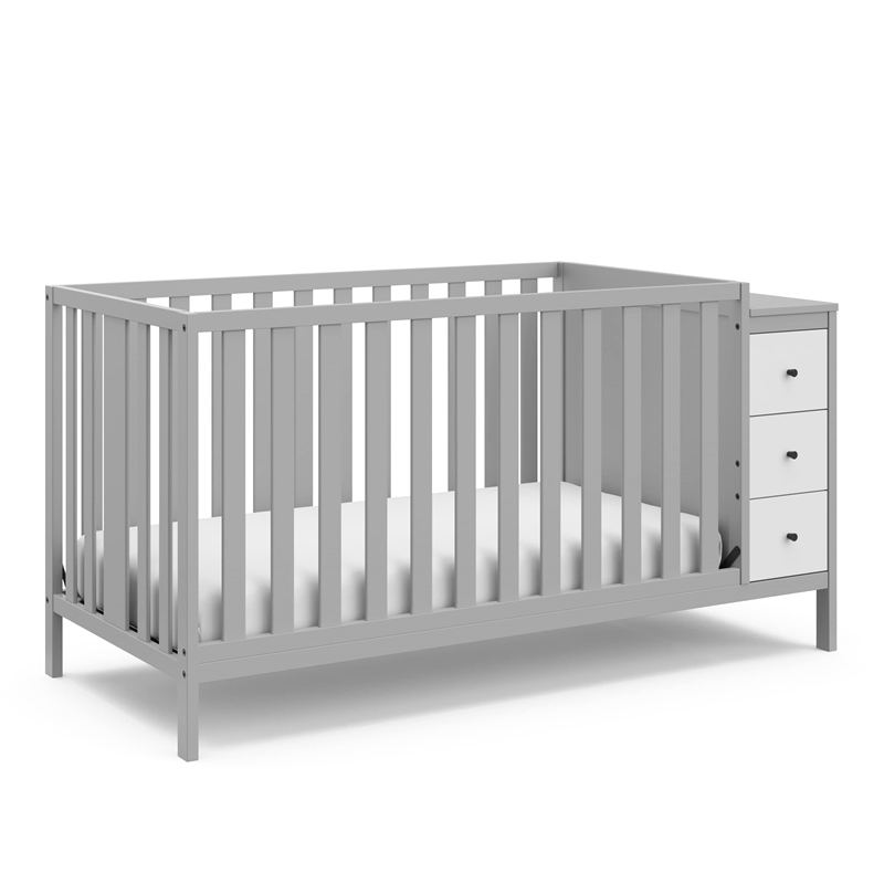 Stork Craft USA Malibu Wood 3-in-1 Customizable Convertible Storage Crib in Gray