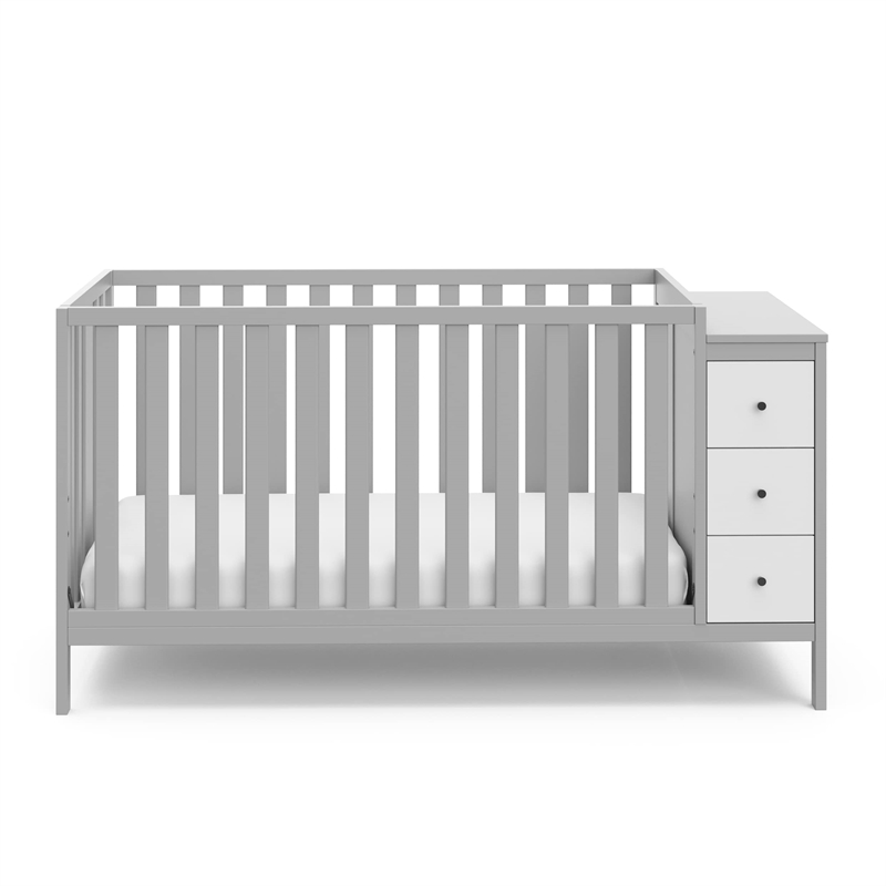 Stork Craft USA Malibu Wood 3-in-1 Customizable Convertible Storage Crib in Gray
