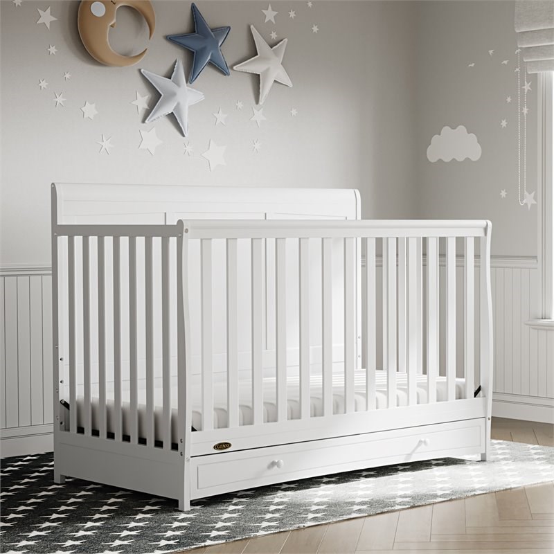 Stork Craft USA Graco Asheville Wood 4-in-1 Convertible Crib in White