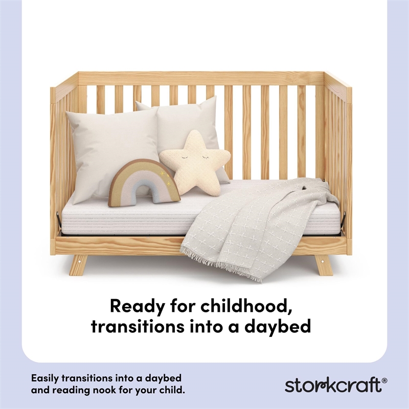 Stork Craft USA Beckett Wood 3-in-1 Convertible Crib in Natural