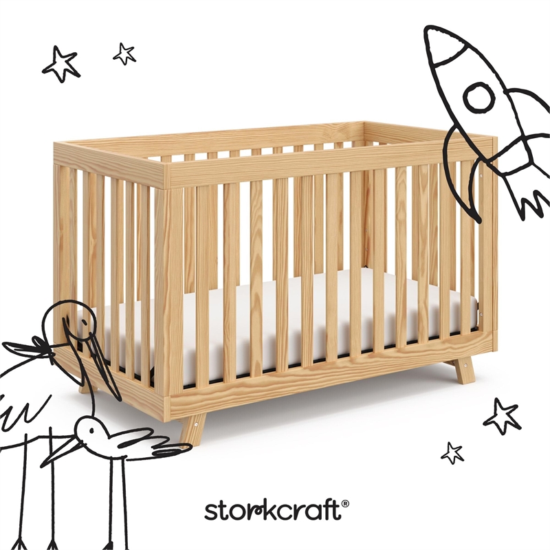 Stork Craft USA Beckett Wood 3-in-1 Convertible Crib in Natural