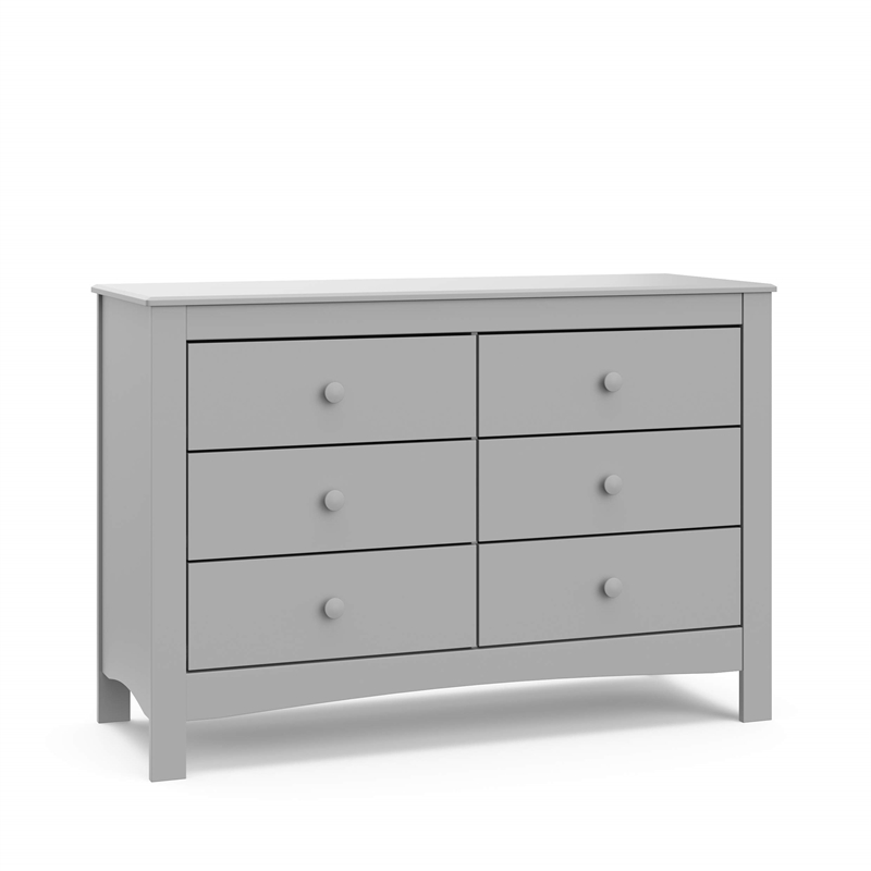 Stork Craft USA Graco Noah 6-Drawer Engineered Wood Double Dresser in Gray