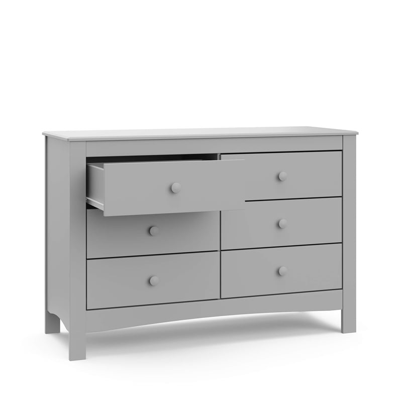 Stork Craft USA Graco Noah 6-Drawer Engineered Wood Double Dresser in Gray